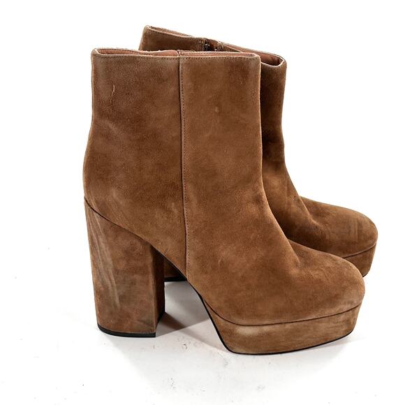 Coach Iona Platform Boots 10 Tan NWOT Suede Ankle Booties Heel Zip Glam Capsule - Picture 9 of 13